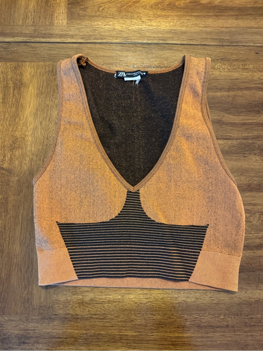 Rust Knit V-Neck Crop Tank Top